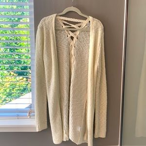 Size medium cream cardigan with braided back
